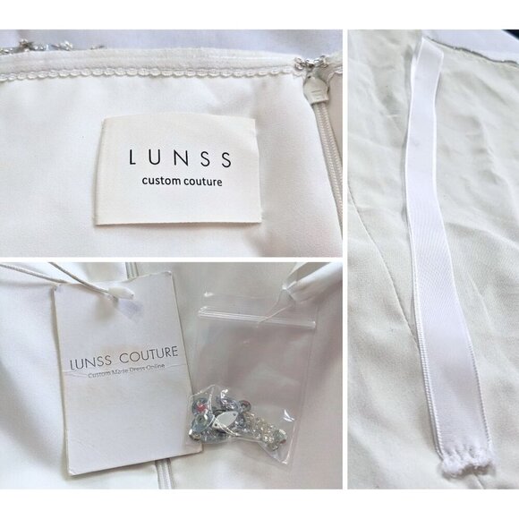 NWT LUNSS Custom Couture Silver Cinderella Wedding/Evening Gown w/Train Sz16/18 - Picture 3 of 10